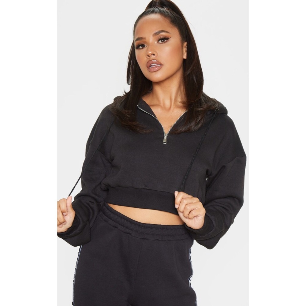 NEW! Black Zip Crop Hoodie